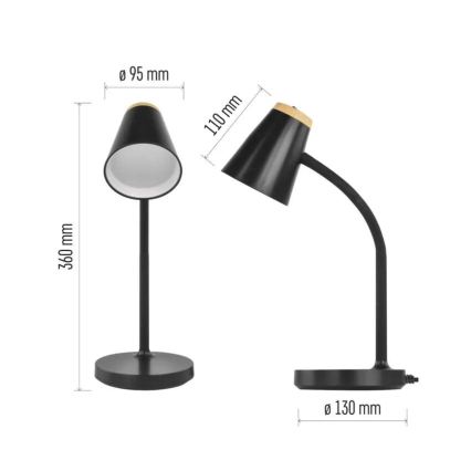 LED stolná lampa TARA LED/4,5W/230V 4000K čierna