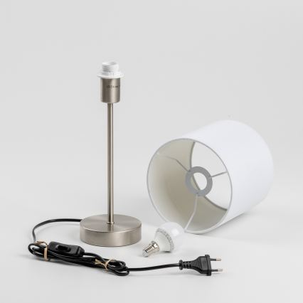 LED stolová lampa 1xE14/5W/230V biela/matný chróm