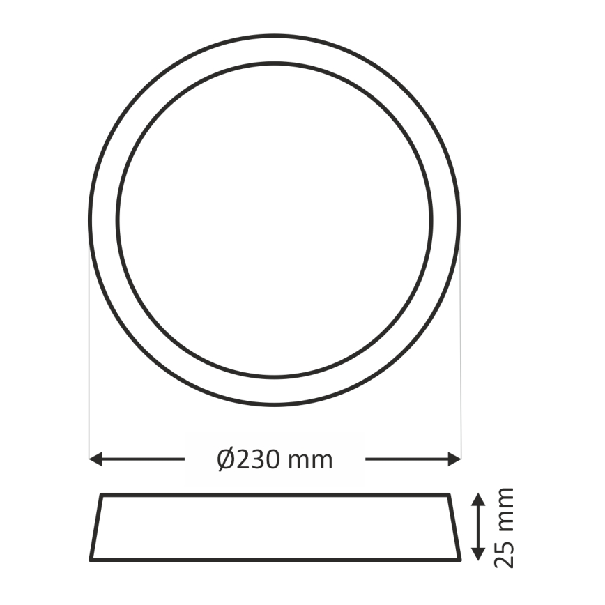 LED stropné svietidlo, 18 W, 230 V, 3000/4000/6500 K, priemer 23 cm, čierne