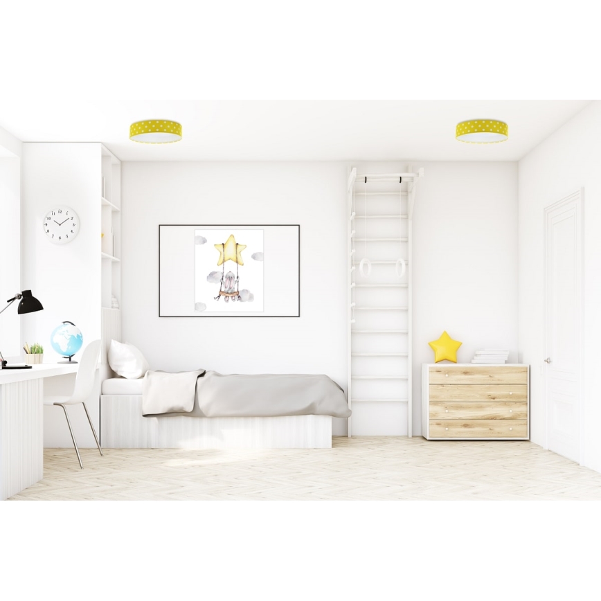 LED Detské stropné svietidlo GALAXY KIDS LED/24W/230V bodky žltá/biela