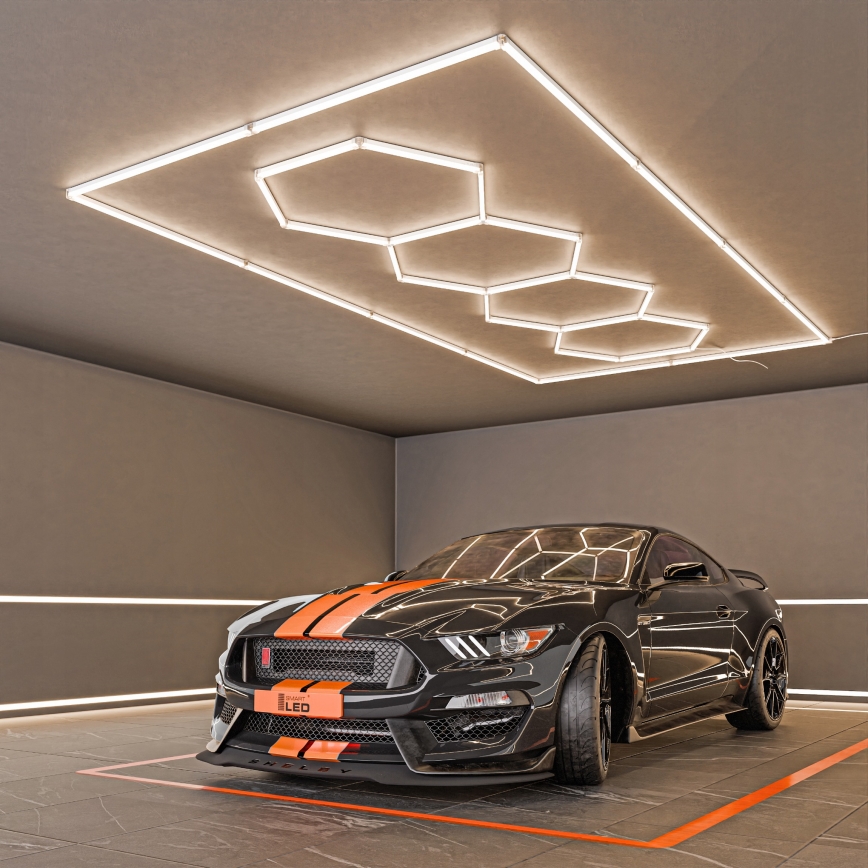 LED stropné svietidlo HEXAGON LED/384W/85-265V 4000K 484x243 cm CRI 90 IP54 biela