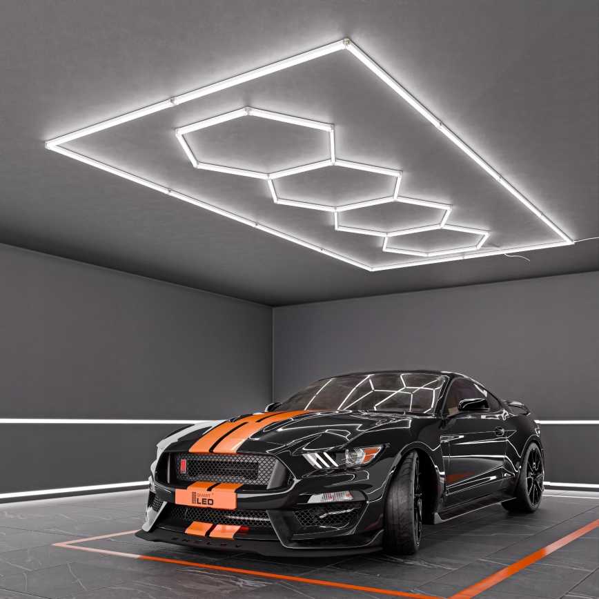 LED Stropné svietidlo HEXAGON LED/384W/85-265V 6500K 484x243 cm CRI 90 IP54 biela