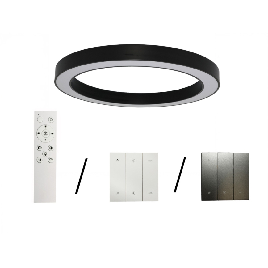 LED stropné svietidlo LED/100W/230V 3000/4000/6500K pr. 100 cm čierne