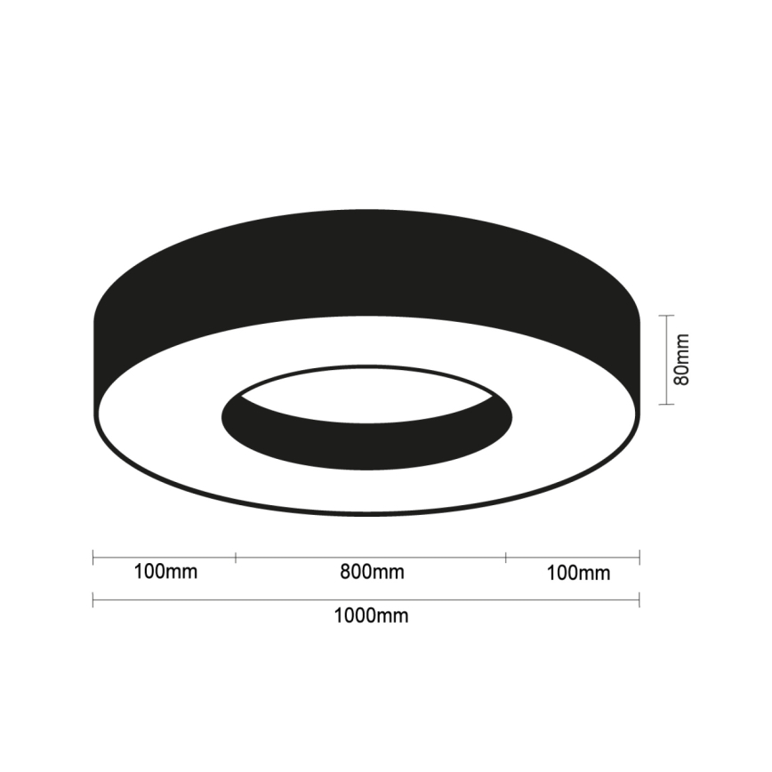 LED stropné svietidlo LED/100W/230V 3000/4000/6500K pr. 100 cm čierne