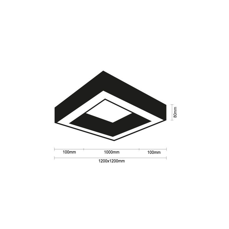 LED stropné svietidlo LED/150W/230V 3000/4000/6500K 120x120 cm čierne