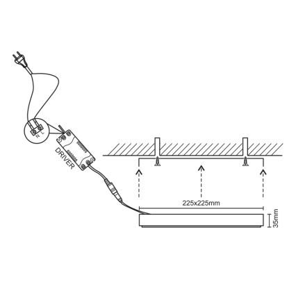 LED Stropné svietidlo LED/18W/230V 4000K 22,5x22,5 cm