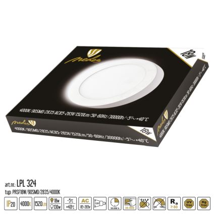 LED Stropné svietidlo LED/18W/230V 4000K pr. 22,5 cm