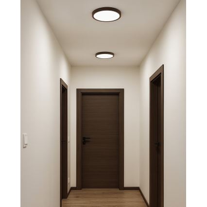 LED stropné svietidlo LED/18W/230V s prepínateľnou teplotou svetla 3000/4000/6500K, priemer 23 cm, hnedé