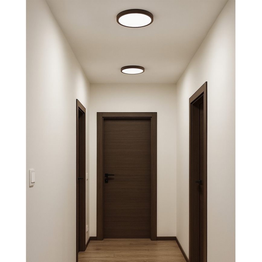 LED stropné svietidlo LED/18W/230V s prepínateľnou teplotou svetla 3000/4000/6500K, priemer 23 cm, hnedé