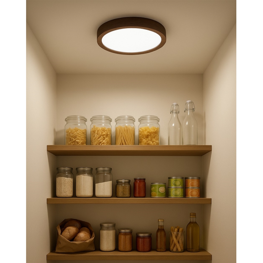 LED stropné svietidlo LED/18W/230V s prepínateľnou teplotou svetla 3000/4000/6500K, priemer 23 cm, hnedé