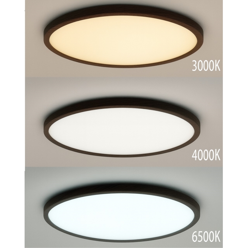 LED stropné svietidlo LED/18W/230V s prepínateľnou teplotou svetla 3000/4000/6500K, priemer 23 cm, hnedé