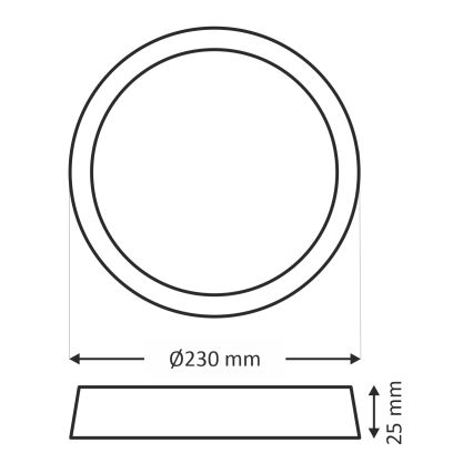 LED stropné svietidlo LED/18W/230V s prepínateľnou teplotou svetla 3000/4000/6500K, priemer 23 cm, hnedé