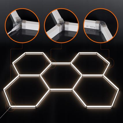 LED stropné svietidlo HEXAGON LED/192W/85-265V 4000K 298x209 cm CRI 90 IP54 biela