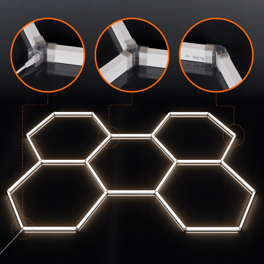 LED stropné svietidlo HEXAGON LED/192W/85-265V 4000K 298x209 cm CRI 90 IP54 biela