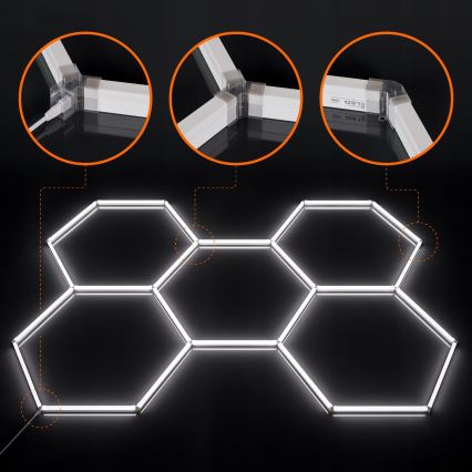 LED stropné svietidlo HEXAGON LED/192W/85-265V 6500K 298x209 cm CRI 90 IP54 biela