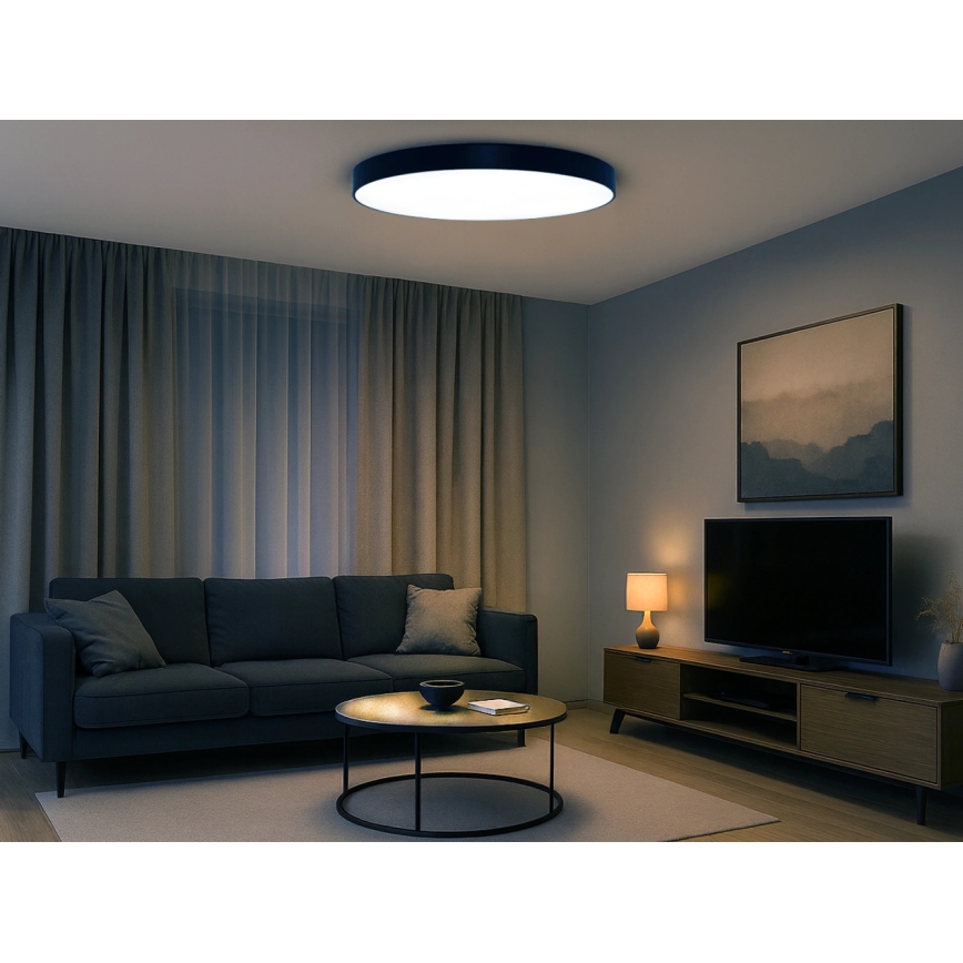 LED stropné svietidlo LED/200W/230V 3000/4000/6500K pr. 100 cm čierna