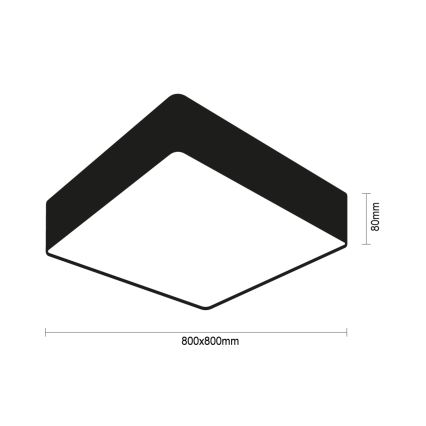 LED Stropné svietidlo LED/215W/230V 3000/4000/6500K 80x80 cm čierne