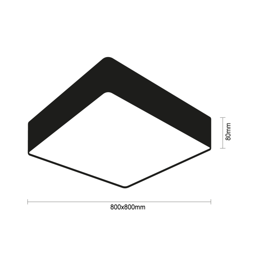 LED Stropné svietidlo LED/215W/230V 3000/4000/6500K 80x80 cm čierne
