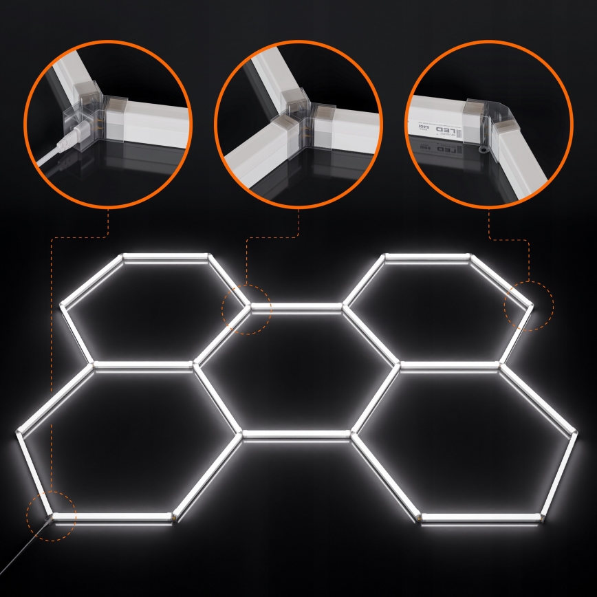 LED Stropné svietidlo HEXAGON LED/240W/85-265V 6500K 298x209 cm CRI 90 IP44 biela
