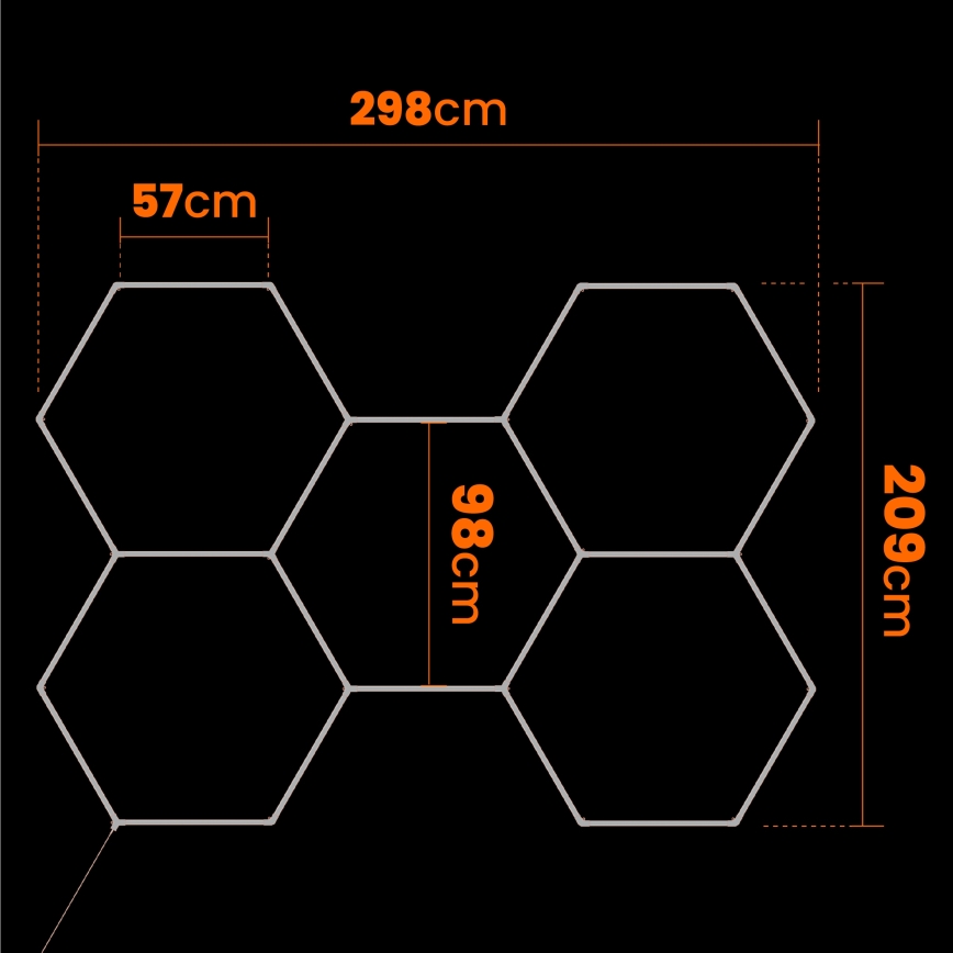 LED Stropné svietidlo HEXAGON LED/240W/85-265V 6500K 298x209 cm CRI 90 IP44 biela