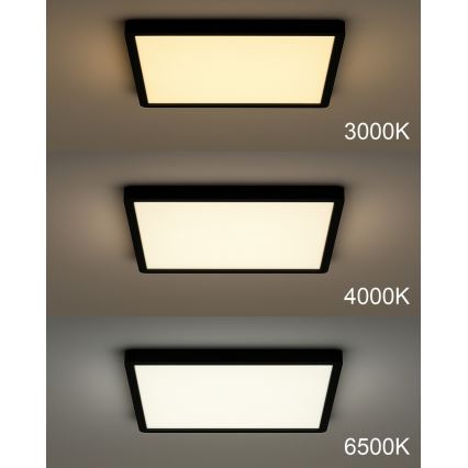 LED Stropné svietidlo LED/24W/230V 3000/4000/6500K 30x30 cm čierna