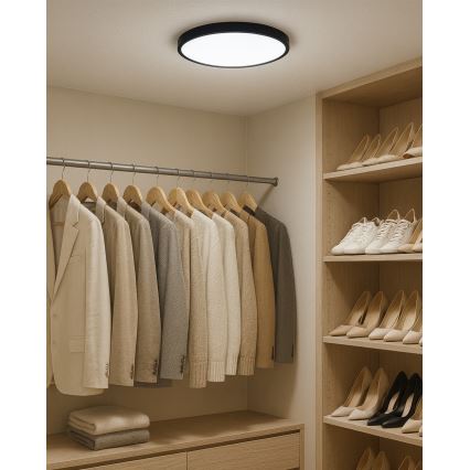 LED stropné svietidlo LED/24W/230V 3000/4000/6500K pr. 30 cm čierna