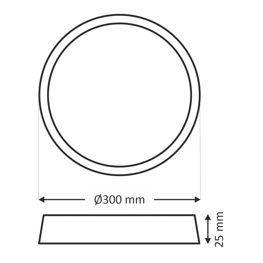 LED stropné svietidlo LED/24W/230V 3000/4000/6500K pr. 30 cm čierna