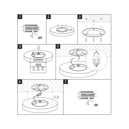 LED stropné svietidlo LED/24W/230V 3000/4000/6500K pr. 30 cm čierna