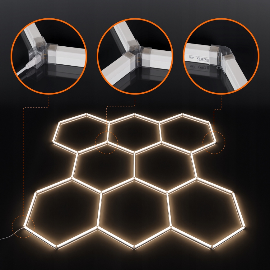 LED Stropné svietidlo HEXAGON LED/280W/85-265V 4000K 313x298 cm CRI 90 IP54 biela