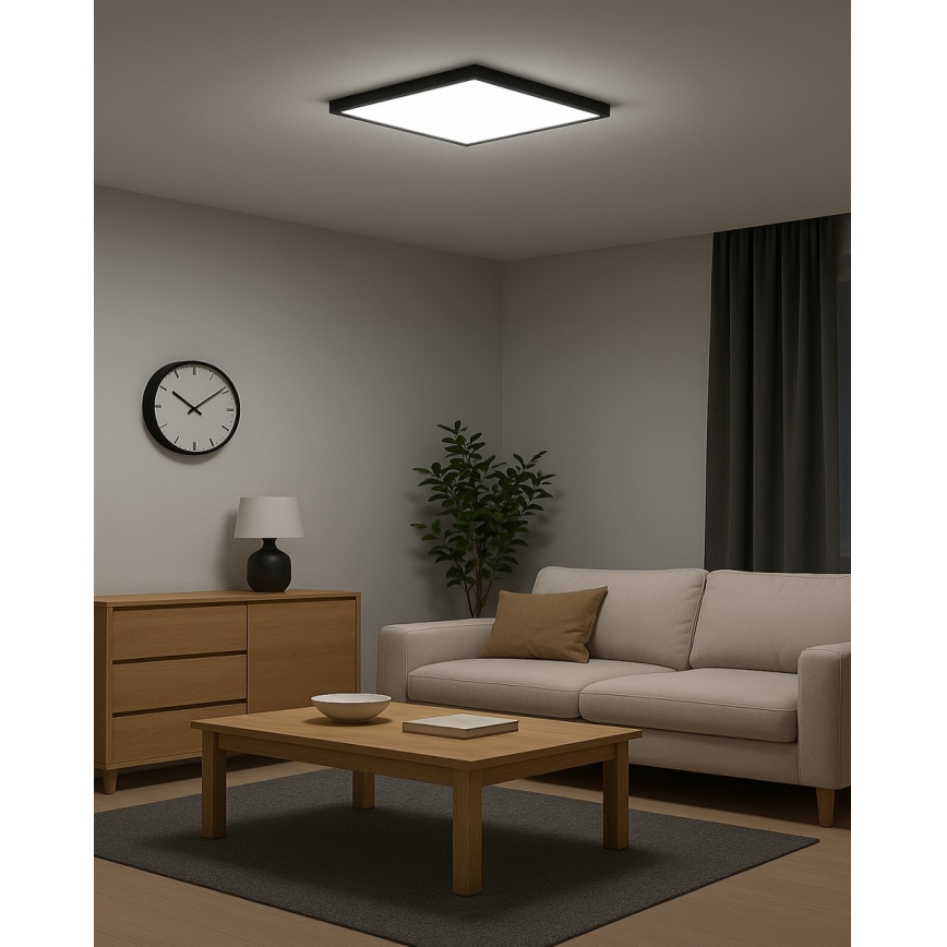 LED stropné svietidlo LED/32W/230V 3000/4000/6500K 40x40 cm čierne