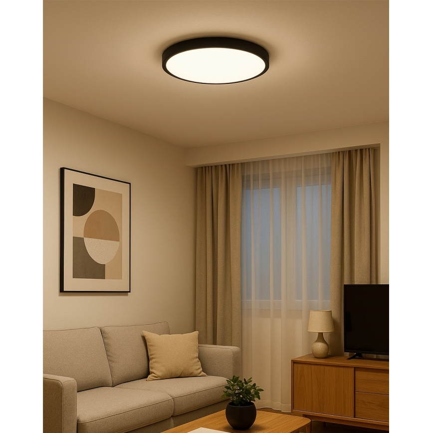 LED stropné svietidlo LED/32W/230V 3000/4000/6500K pr. 40 cm čierna