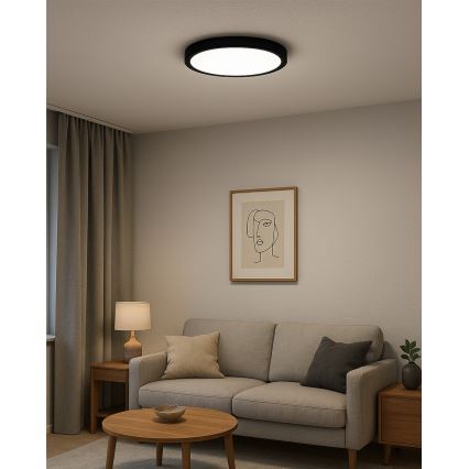 LED stropné svietidlo LED/32W/230V 3000/4000/6500K pr. 40 cm čierna