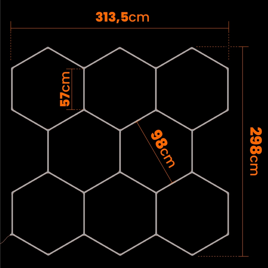 LED Stropné svietidlo HEXAGON LED/350W/85-265V 4000K 313x298 cm CRI 90 IP44 biela