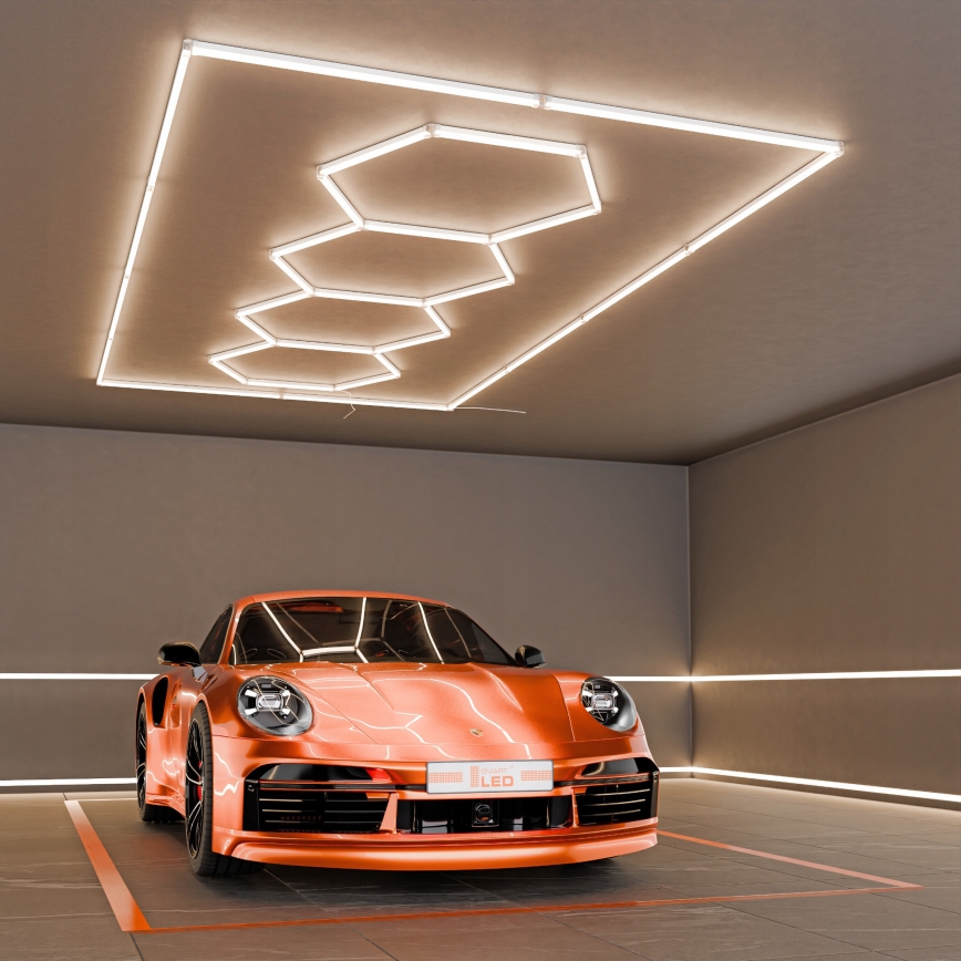 LED stropné svietidlo HEXAGON LED/384W/85-265V 4000K 484x243 cm CRI 90 IP54 biela