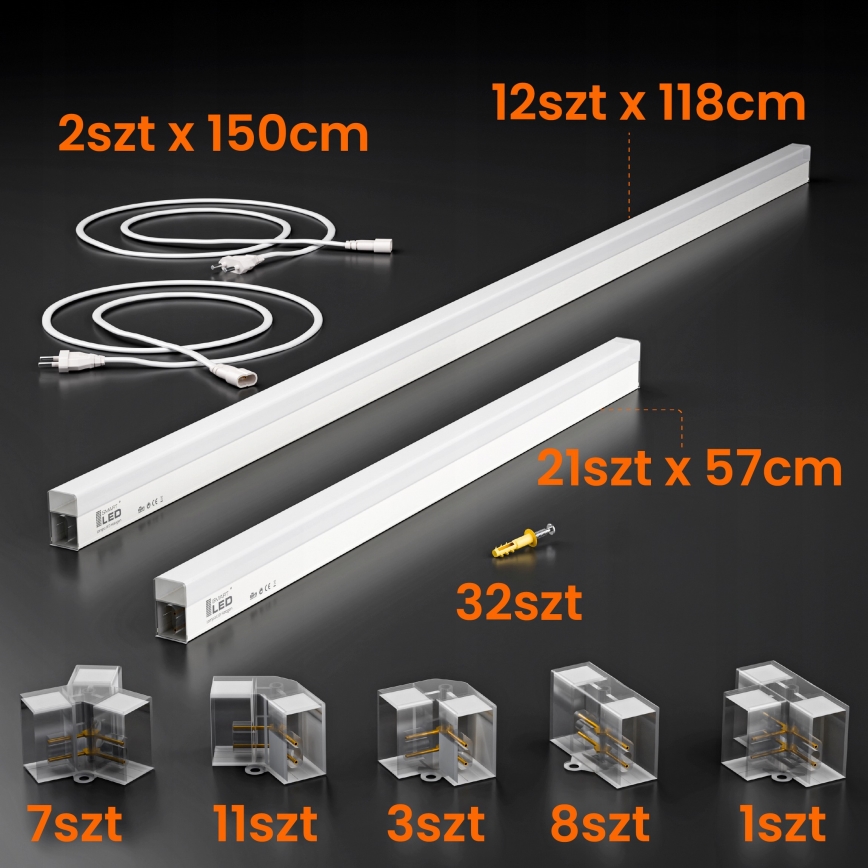 LED stropné svietidlo HEXAGON LED/384W/85-265V 4000K 484x243 cm CRI 90 IP54 biela