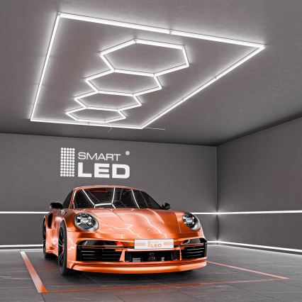 LED Stropné svietidlo HEXAGON LED/384W/85-265V 6500K 484x243 cm CRI 90 IP54 biela