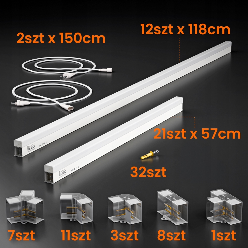 LED Stropné svietidlo HEXAGON LED/384W/85-265V 6500K 484x243 cm CRI 90 IP54 biela