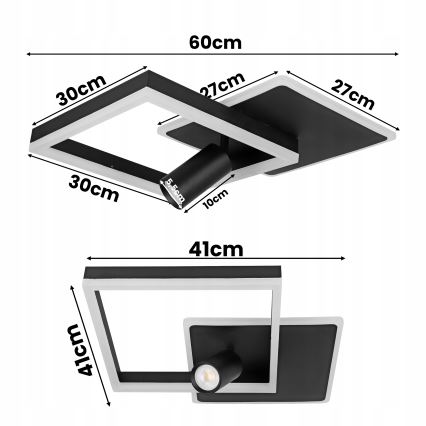LED stropné svietidlo LED/38W/230V + 1xGU10/30W čierne