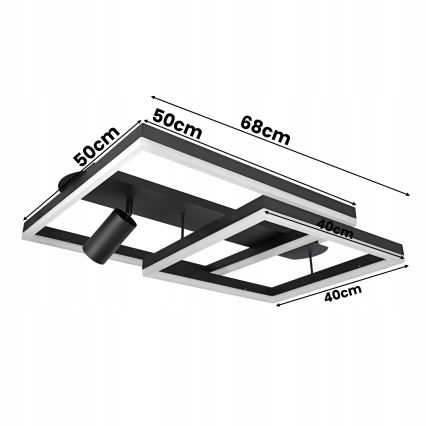 LED stropné svietidlo LED/38W/230V + 1xGU10/30W čierne