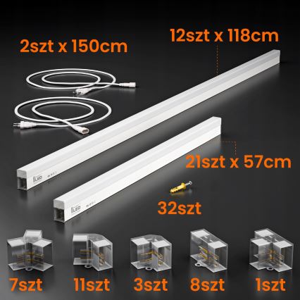 LED Stropné svietidlo HEXAGON LED/426W/85-265V 4000K 484x243 cm CRI 90 IP44 biela