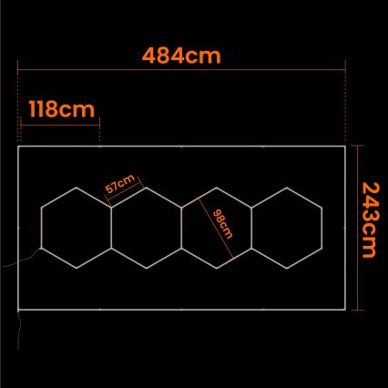 Stropné LED svietidlo HEXAGON LED/426W/85-265V 6500K 484x243 cm CRI 90 IP44 biela