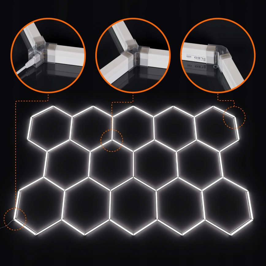 LED stropné svietidlo HEXAGON LED/456W/85-265V 4000K 522x298 cm CRI 90 IP54 biela