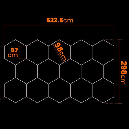 LED stropné svietidlo HEXAGON LED/456W/85-265V 4000K 522x298 cm CRI 90 IP54 biela