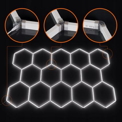 LED stropné svietidlo HEXAGON LED/456W/85-265V 6500K 522x298 cm CRI 90 IP54 biela