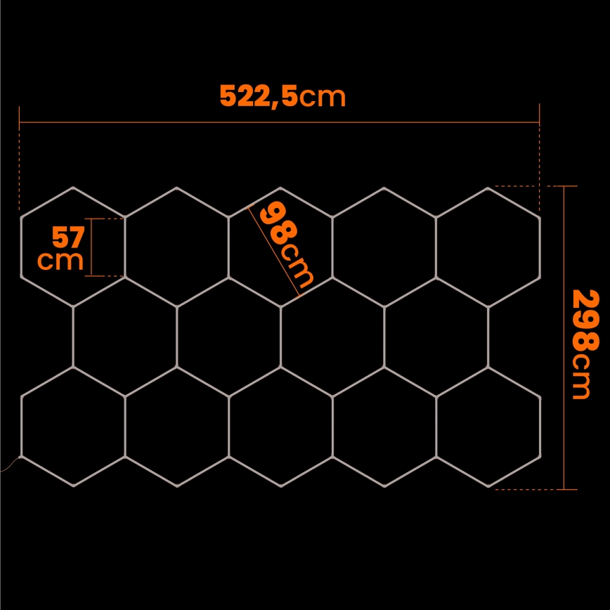 LED Stropné svietidlo HEXAGON LED/570W/85-265V 4000K 522x298 cm CRI 90 IP44 biela