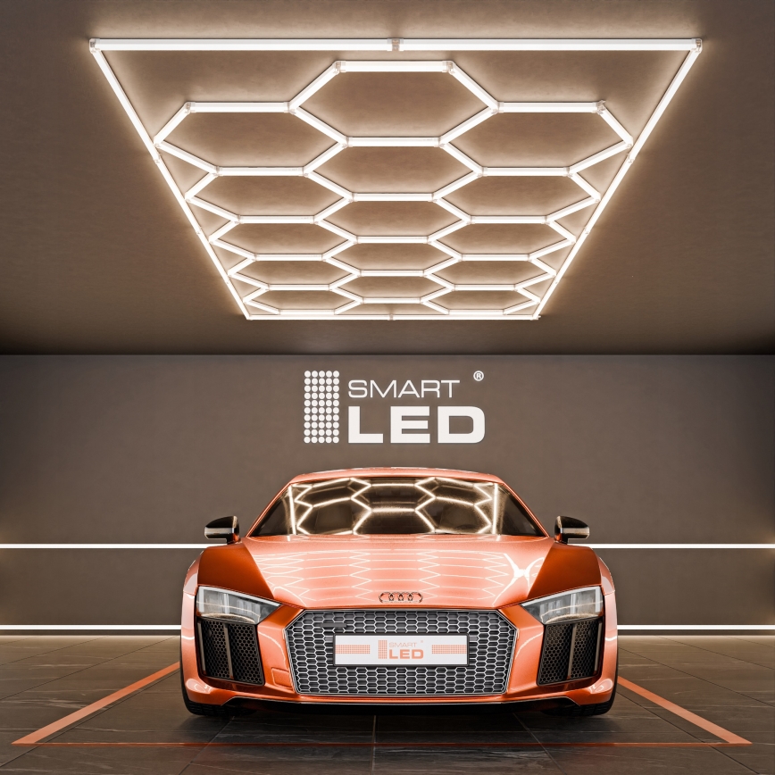 LED Stropné svietidlo HEXAGON LED/696W/85-265V 4000K 484x243 cm CRI 90 IP44 biela