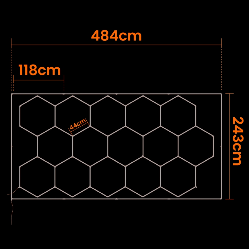LED stropné svietidlo HEXAGON LED/696W/85-265V 6500K 484x243 cm CRI 90 IP44 biela