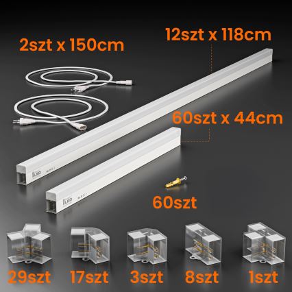 LED Stropné svietidlo HEXAGON LED/696W/85-265V 6500K 484x243 cm CRI 90 IP54 biela