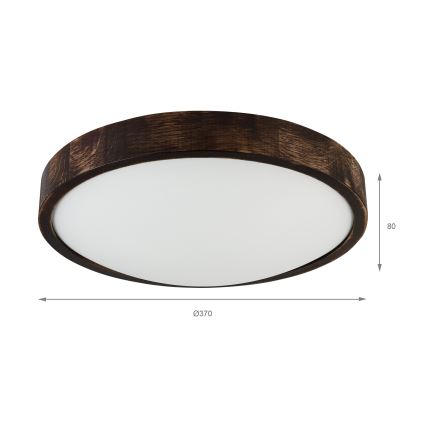 LED stropné svietidlo OAK SMOKY SLIM LED/36W/230V 4000K pr. 37 cm dub/tmavohnedá