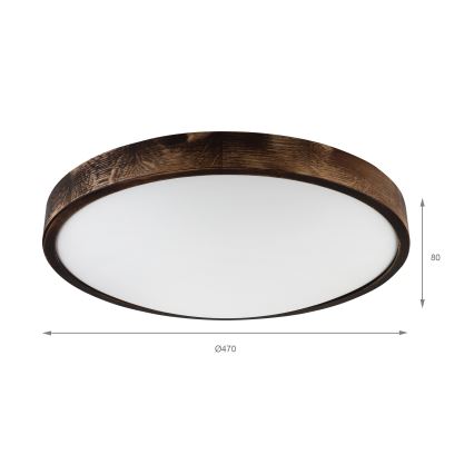 LED stropné svietidlo OAK SMOKY SLIM LED/36W/230V 4000K pr. 47 cm dub/tmavohnedá